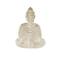 16" Cream & Brown Distressed Handmade Paper Mache Buddha Sculpture